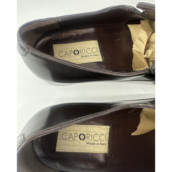 Caporicci Made in Italy Black Leather Cap-Toe Slip-On Dress Shoes Men’s 8.5 G - Picture 4 of 16